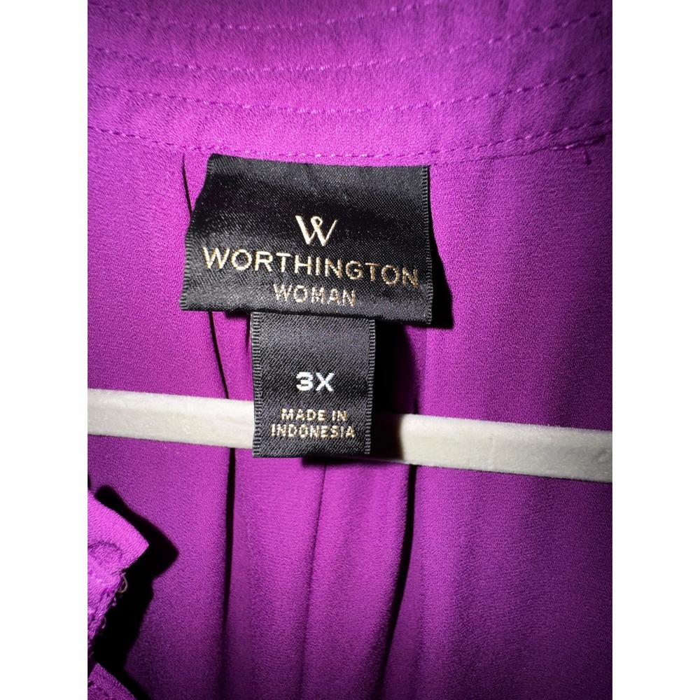 Purple V Neck Ruffled Collar Long Sleeve Blouse Top Plus Size 3X Boho Whimsigoth - Picture 4 of 5